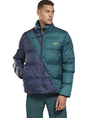 REEBOK Size XS Men's Teal & Navy Colorblock Puffer Jacket